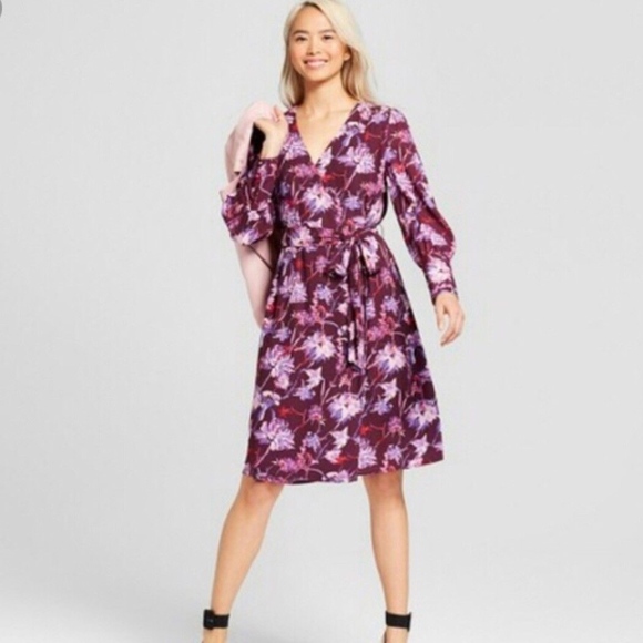 women's long sleeve wrap dress